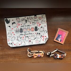 Cat Lover Bundle - zipper pouch, magnet, 2 collars